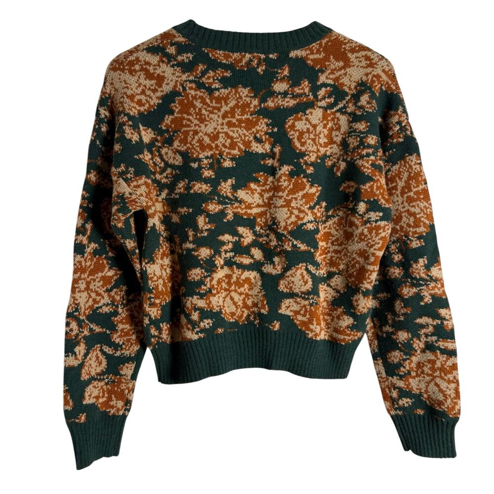 Lost + Wander Rosetta Green Floral Knit Crewneck Pullover Sweater Size S - Picture 7 of 10